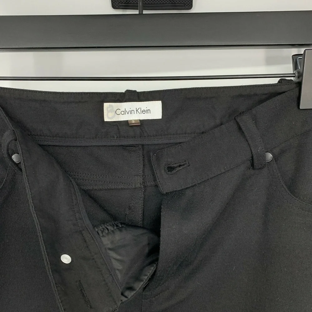 Calvin Klein Pants Womens Size 2 Black Ponte Knit Flare Mid Rise Stretch - Picture 3 of 8
